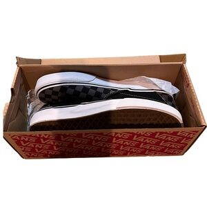 Vans Black and Pewter Checkered Slip-On Shoes